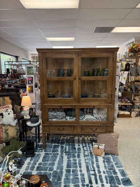 MANGO WOOD AND GLASS DISPLAY CABINET