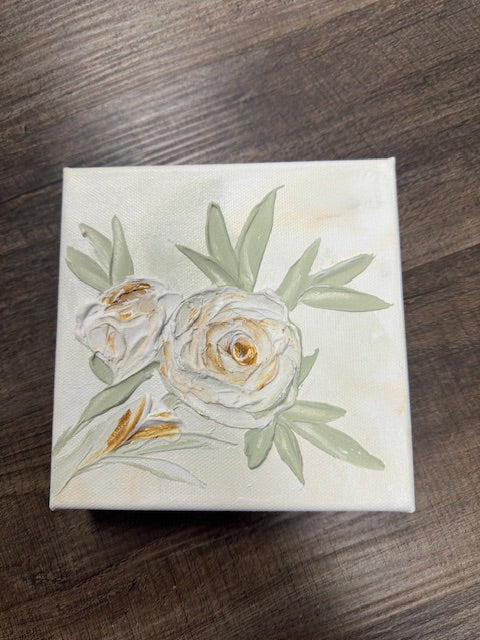 ORIGINAL ARTWORK - WHITE ROSES ON CANVAS