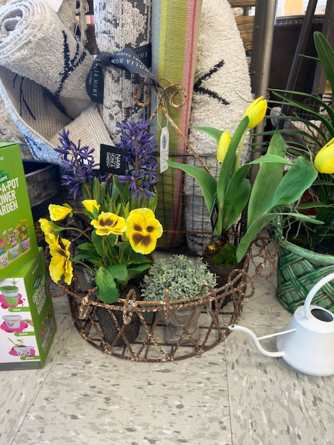 VINTAGE WROUGHT IRON TUSCAN WALL FLOWER/PLANT BASKET