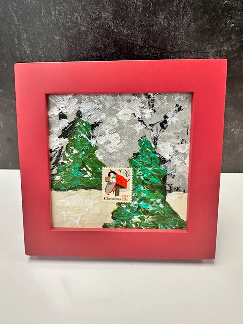 RON YORK GOING POSTAL HOLIDAY SERIES - HOLIDAY MAIL WITH 1977 RURAL MAILBOX STAMP