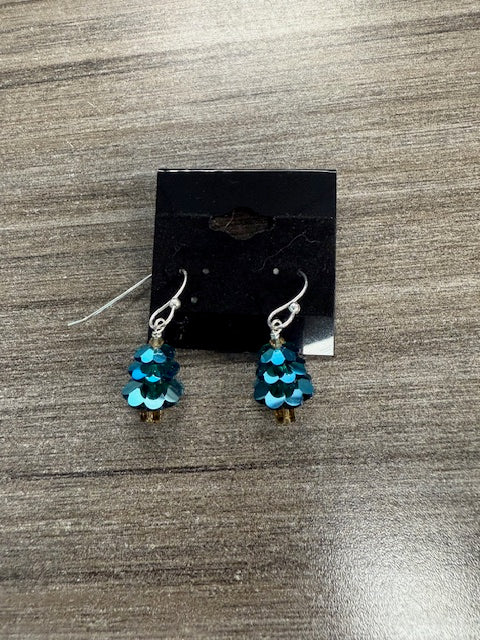 JANNIES JEWELS - EARRINGS 221 BLUE CRYSTAL CHRISTMAS TREES