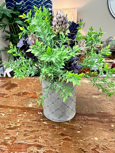 FLORAL IN METAL CONTAINER