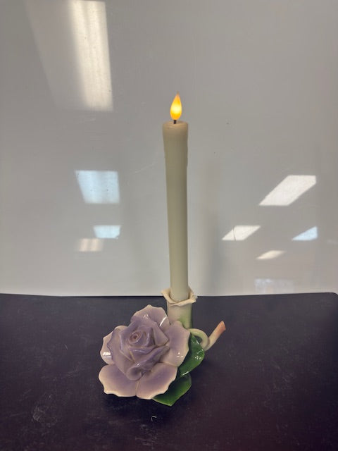 VINTAGE PORCELAIN ROSE CANDLE HOLDER