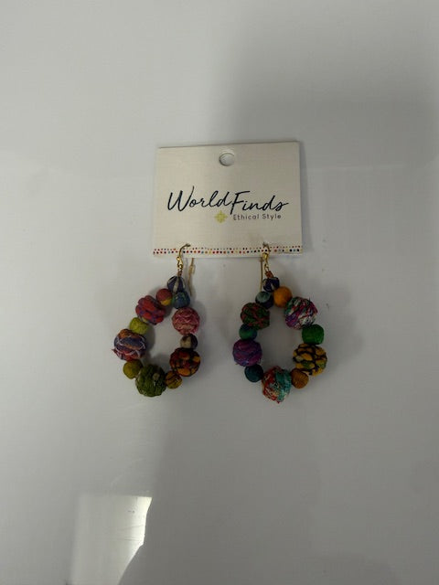 THREADED KANTHA TEARDROP EARRINGS