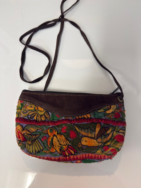FAIR TRADE GUATEMALA EMBROIDERED BIRD CROSSBODY PURSE