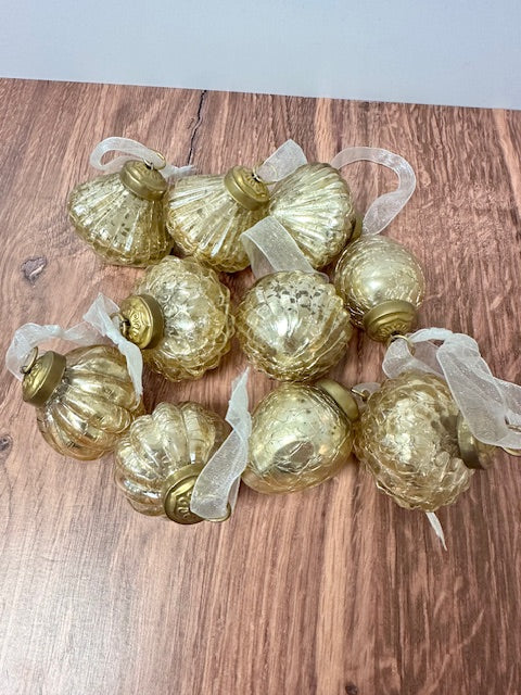 CHRISTMAS MINIATURE RED AND GOLD MERCURY ORNAMENTS