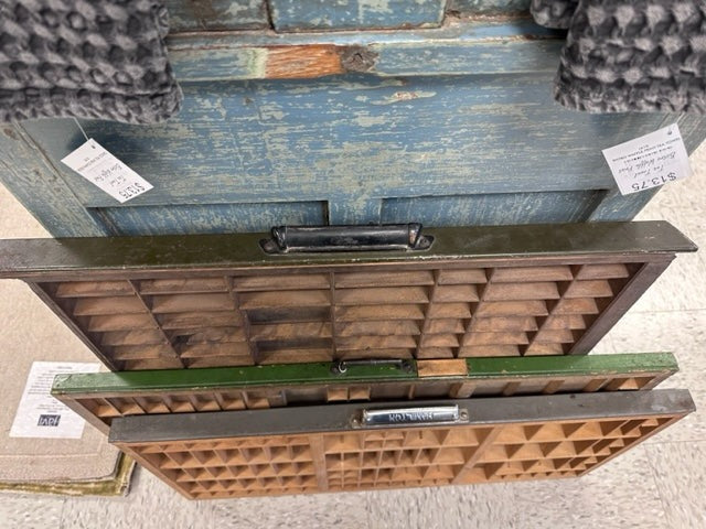 25" x 28 1/2" VINTAGE WOODEN PRINTERS DRAWER