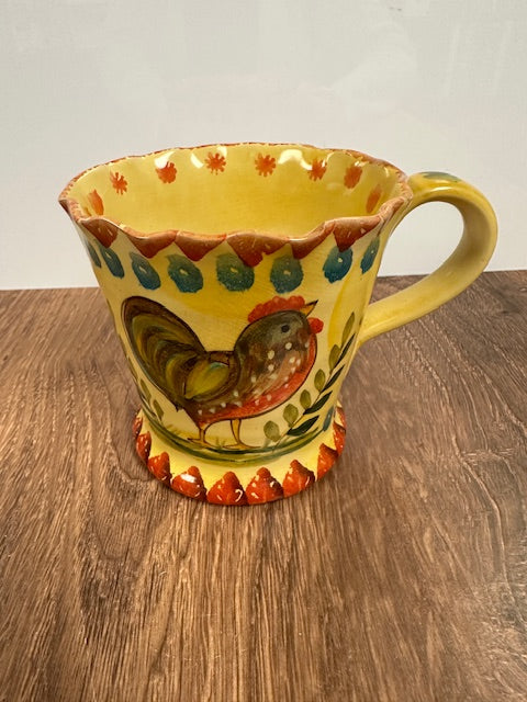 VINTAGE ITALIAN HAND-PAINTED ROOSTER MUGS - ASSORTED