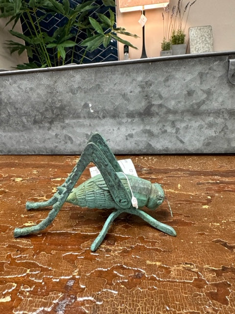 VINTAGE PATINA FINISH BRONZE GRASSHOPPER