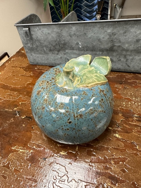 STUDIO WEST POTTERY HANDCRAFTED CERAMIC PUMPKINS - BLUE/LARGE