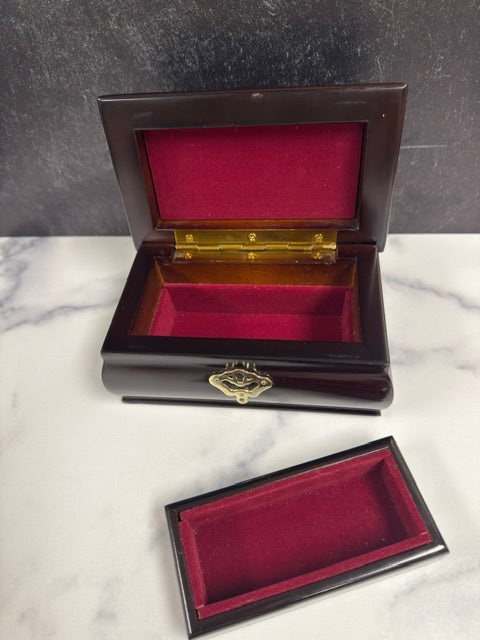 VINTAGE KOREAN CHERRY WOOD JEWELRY BOX