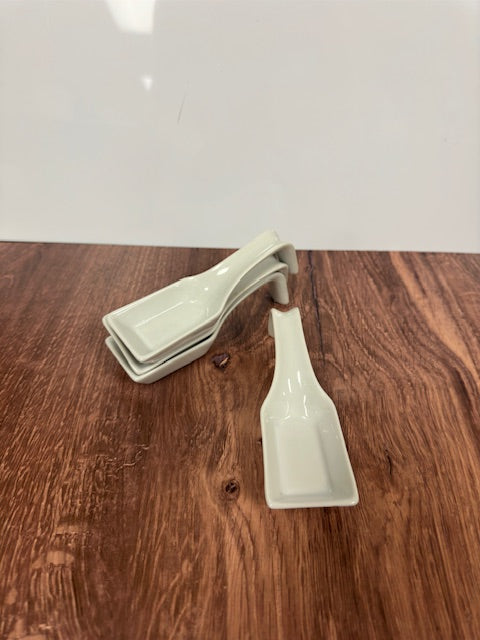WHITE PORCELAIN RECTANGULAR TASTING SPOONS - SET OF 4