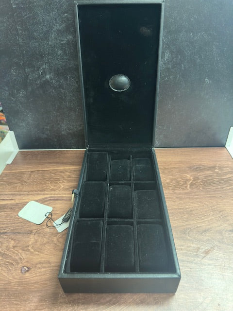 BLACK LEATHER WATCH/JEWELRY BOX BY TUSCAN DESIGNS