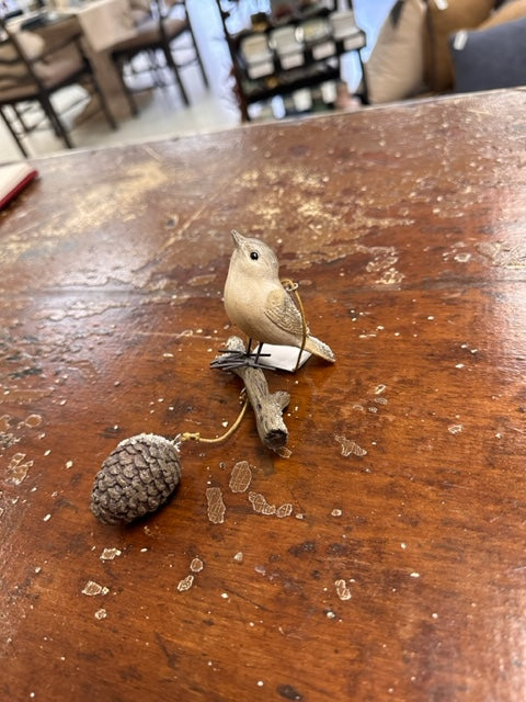 WINTER BIRD ON BRANCH ORNAMENT