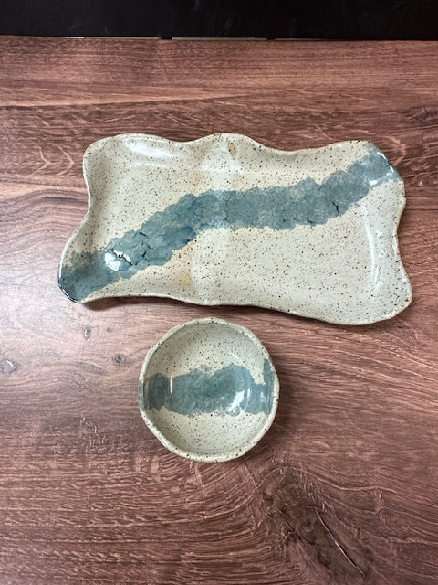 POTTERY BY SARAH FORNO - APPETIZER PLATE W/BOWL - ASSORTED