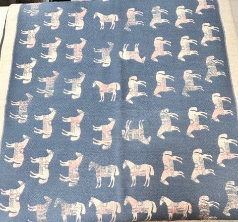A SINGLE STRAND HORSES SCARF - BLUE