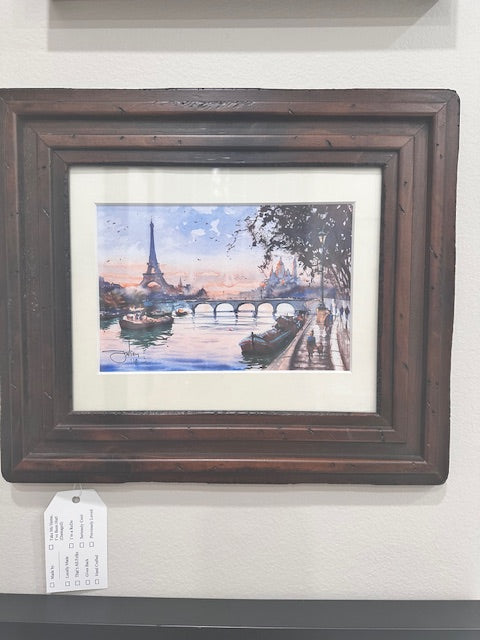 WATERCOLOR OF THE EIFFEL TOWER BRIDGE BY GIULIOUR JULIEN CORTESE