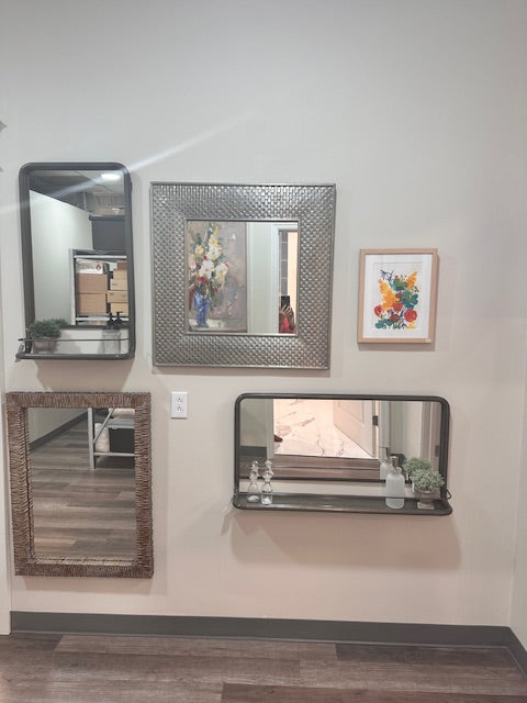 SILVER METAL CHECKER PATTERNED MIRROR