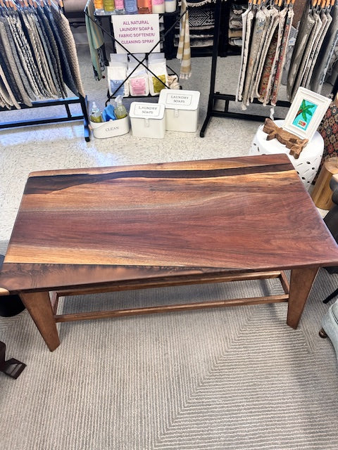HAND-MADE WOOD COFFEE TABLE - BLACK WALNUT 40 1/4" x 21" x 19 1/4"T