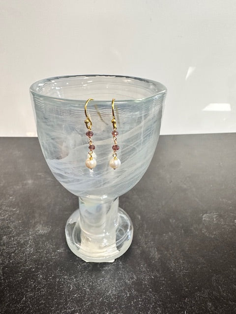 JANNIES JEWELS - EARRINGS - 56 LIGHT AMETHYST AND PEARL EARRINGS