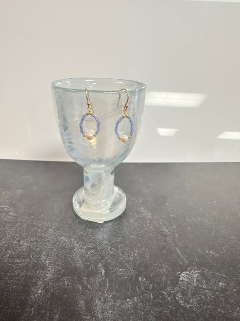 JANNIES JEWELS - EARRINGS - 68 TANZANITE WITH PEARL EARRINGS