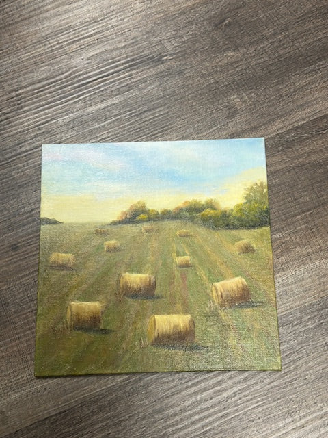 SHERYL WAUGH - 8X8 OIL "LAST ROLLS OF FALL"