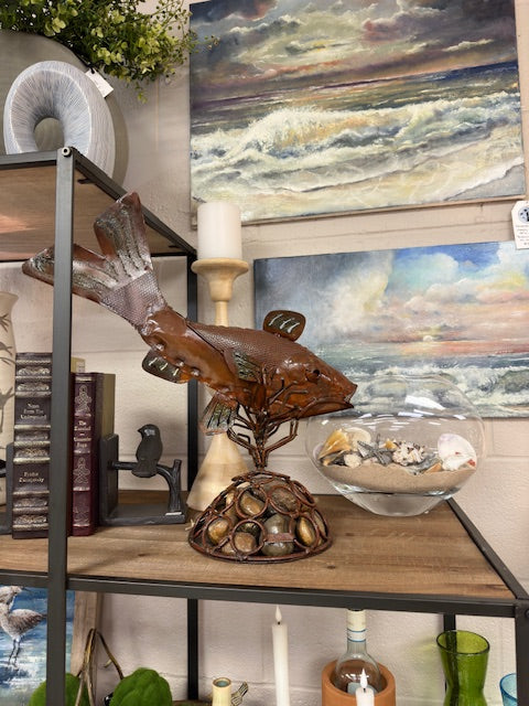 HANDCRAFTED METAL FISH SCULPTURE