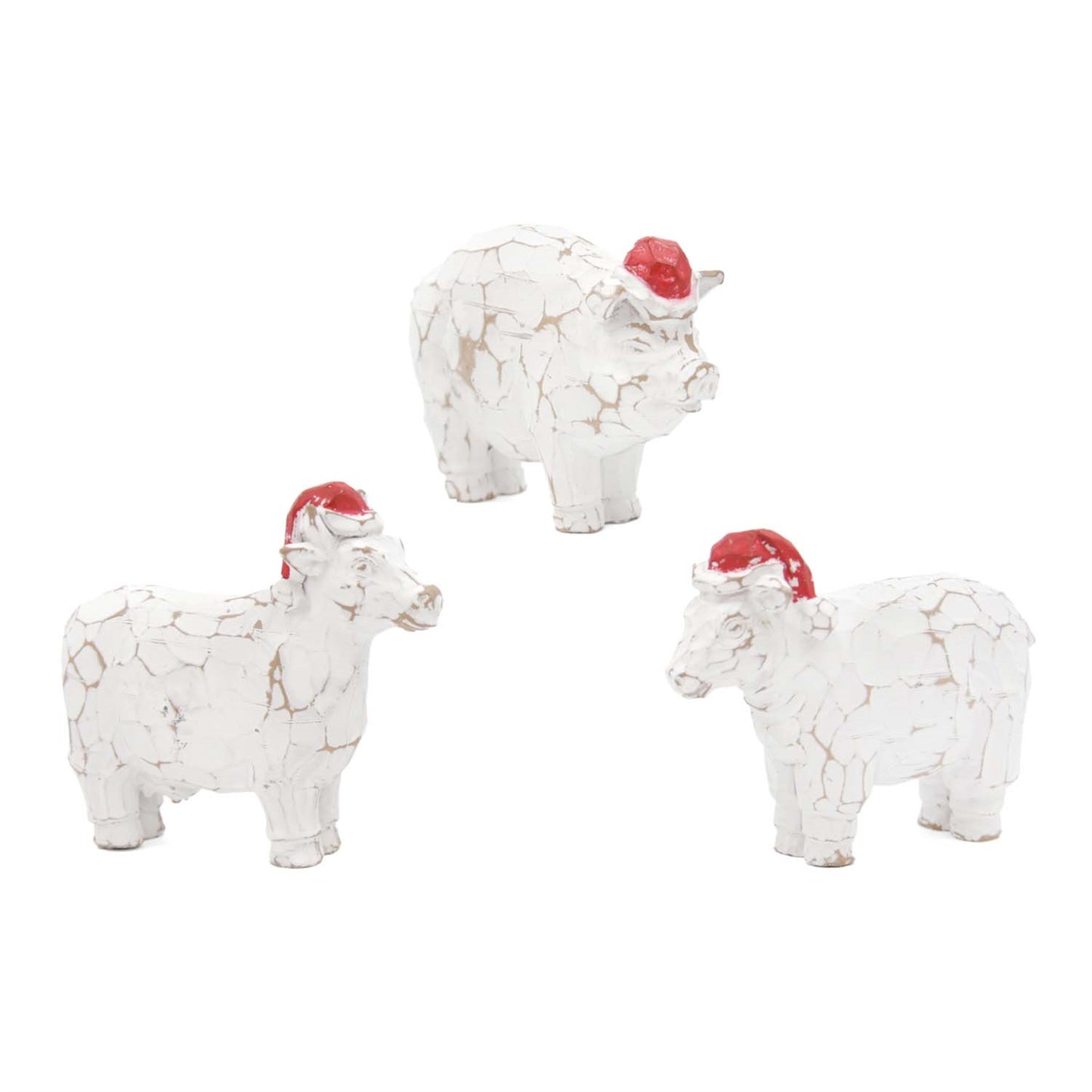 FARM ANIMALS WITH SANTA HAT - ASSORTED (PIG, COW & SHEEP)