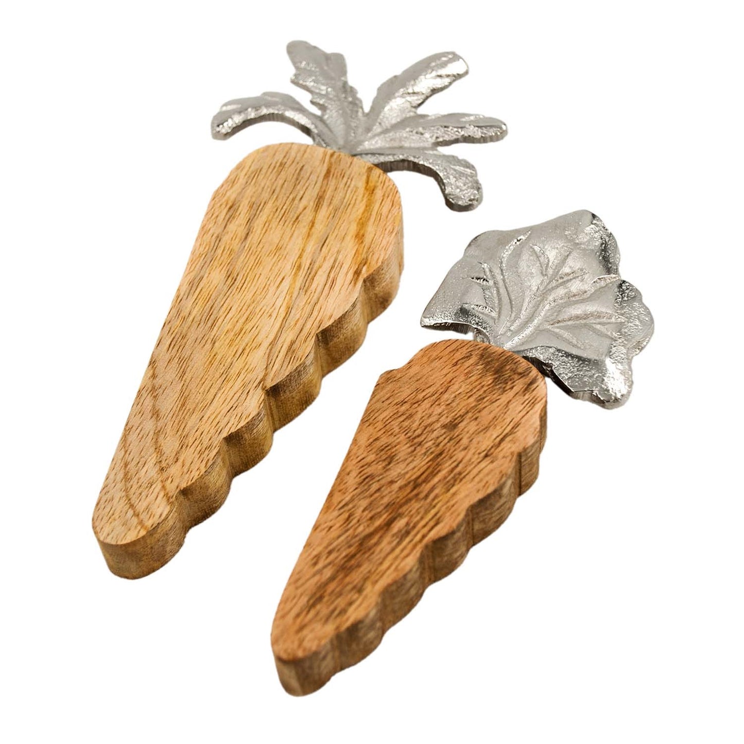 WOOD CARROTS WITH METAL STEMS - ASSORTED