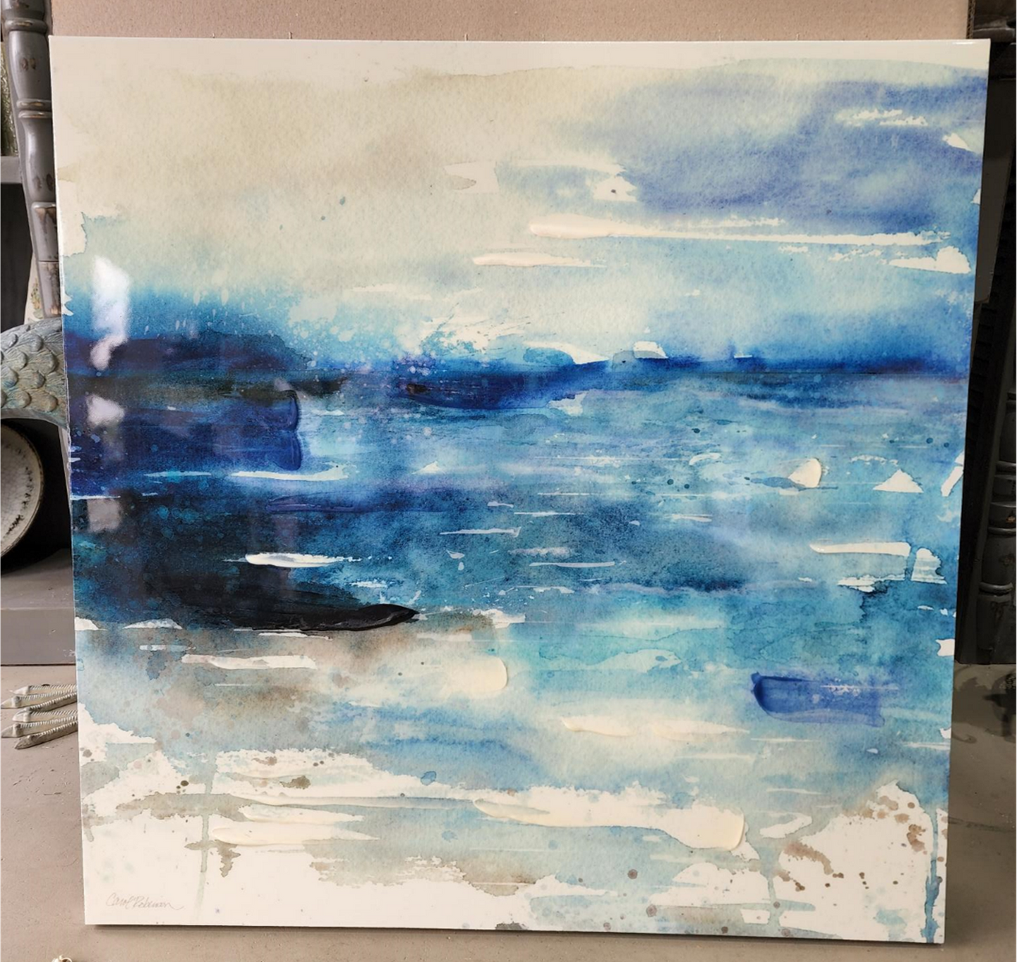ACRYLIC ON CANVAS BLUE OCEAN- PRINT
