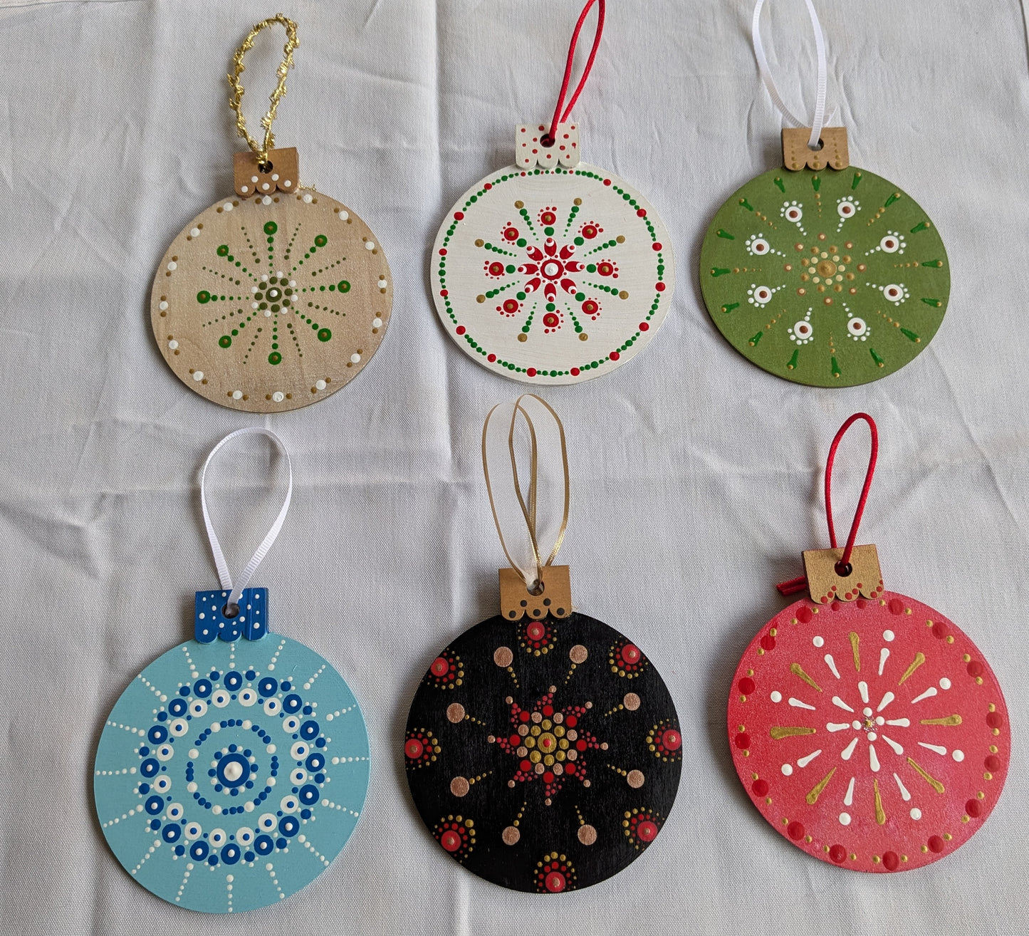 HANDPAINTED DOT ART BY JOAN HATCHER - ORNAMENTS