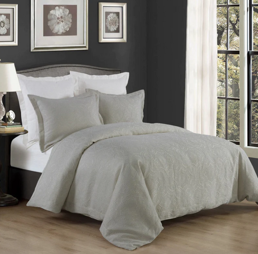 MEDALLION MATELASSE DUVET SET - GREY/KING