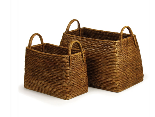 BURMA RATTAN NARROW MAGAZINE BASKET - LARGE