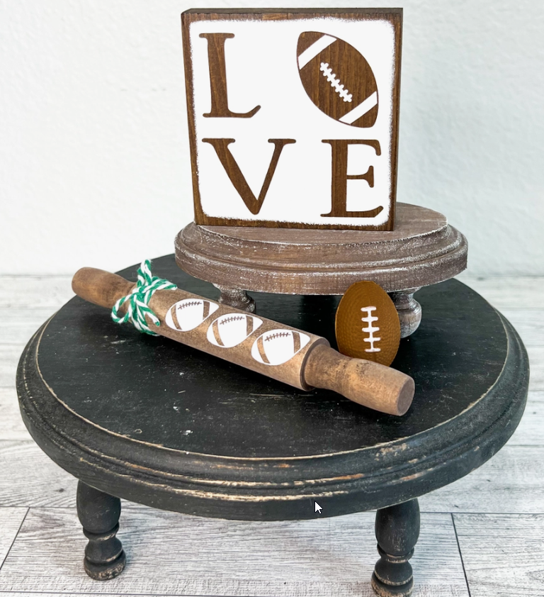 FALL FARMHOUSE HOME DECOR MINI WOOD SIGNS - LOVE FOOTBALL