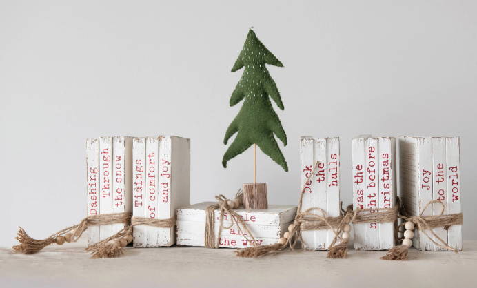 HOLIDAY WOOD BLOCK FAUX BOOKS - TWAS THE NIGHT BEFORE CHRISTMAS