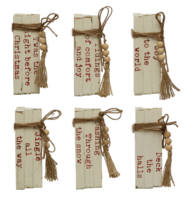 HOLIDAY WOOD BLOCK FAUX BOOKS - JINGLE ALL THE WAY
