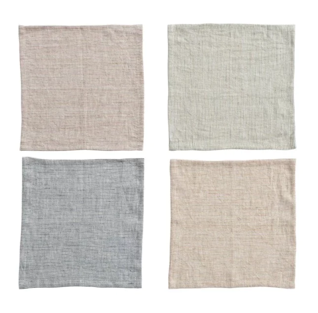 WOVEN LINEN COCKTAIL NAPKINS, SET OF 4