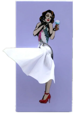 FLYING SKIRT TISSUE BOX, CHARMING VINTAGE POP ART TISSUE HOLDER - PURPLE