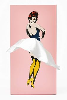 FLYING SKIRT TISSUE BOX, CHARMING VINTAGE POP ART TISSUE HOLDER - PINK