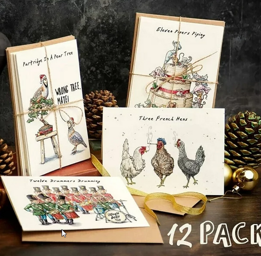 Twelve Days of Christmas Card Set 12 Days Quirky Funny Cards Countdown Gift Card