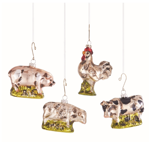 FARMYARD GLASS ORNAMENTS -PIG