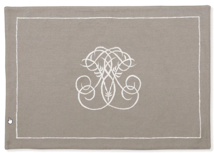 CLAIBORNE TABLE RUNNER - TAUPE WITH WHITE EMBROIDERY 13" x 96"