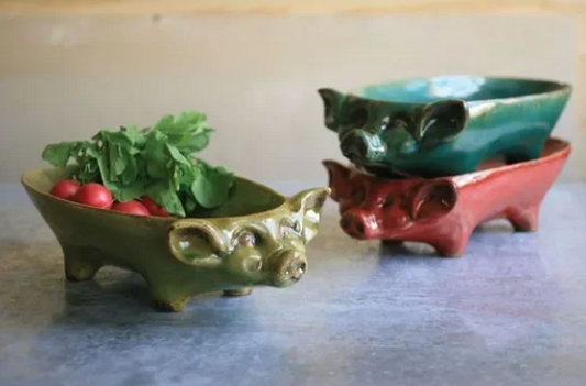 CERAMIC PIG BOWL - LIME