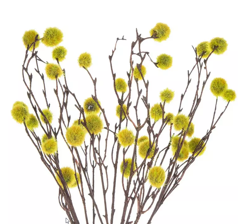 FALL GOLD FLOCKED BALL AND TWIG BUSH