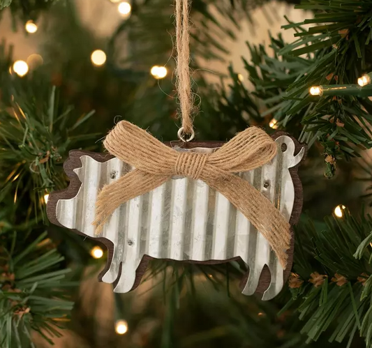 CORRUGATED TIN PIG ORNAMENT