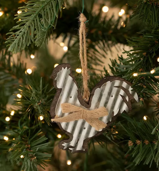 CORRUGATED TIN ROOSTER ORNAMENT