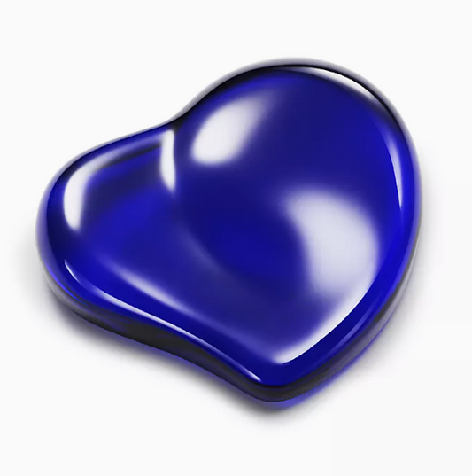 TIFFANY & CO. COBALT BLUE HEART PAPERWEIGHT SIGNED ELSA PERETTI ART GLASS