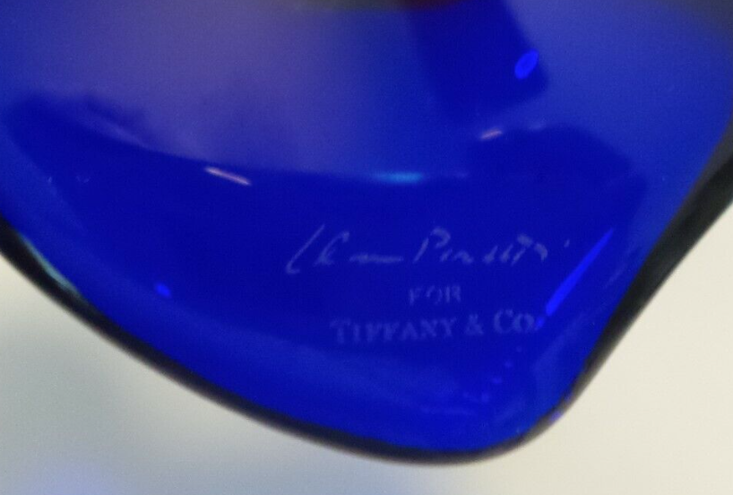 TIFFANY & CO. COBALT BLUE HEART PAPERWEIGHT SIGNED ELSA PERETTI ART GLASS