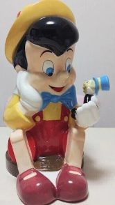 VINTAGE WALT DISNEY PINOCCHIO WITH JIMINY CRICKET COOKIE JAR!