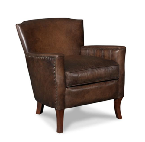 BROWN LEATHER QUILLE CLUB CHAIR